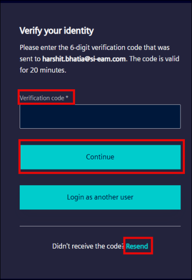 Verification code page